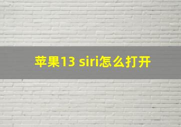 苹果13 siri怎么打开